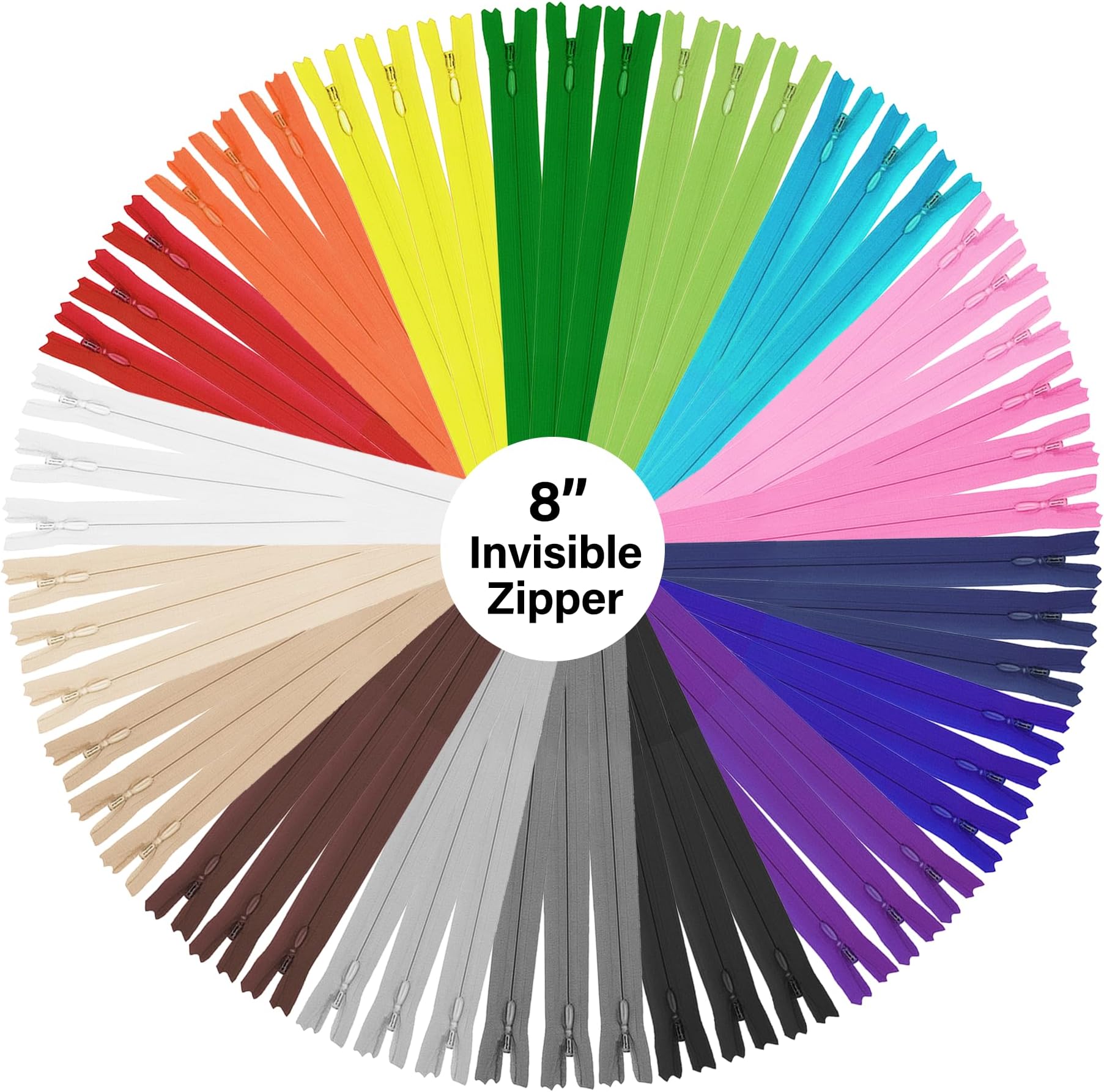 Mandala Crafts Nylon Invisible Zipper for Sewing, 8 Inch Bulk Hidden Zipper Supplies in 20 Assorted Colors;