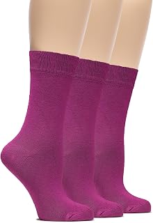 Womens Soft Bamboo Dress Socks | Thin Crew Socks for Business, Trouser & Casual | Comfortable, Breathable & Non-Binding, Shoe Size: 4-7/7-9.5, [3 Pairs]
