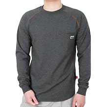 TICOMELA FR T-Shirt, Flame Resistant, Stretch Fit, Hidden Pocket, 6oz Crew Neck Work Shirt for Men 100% Cotton