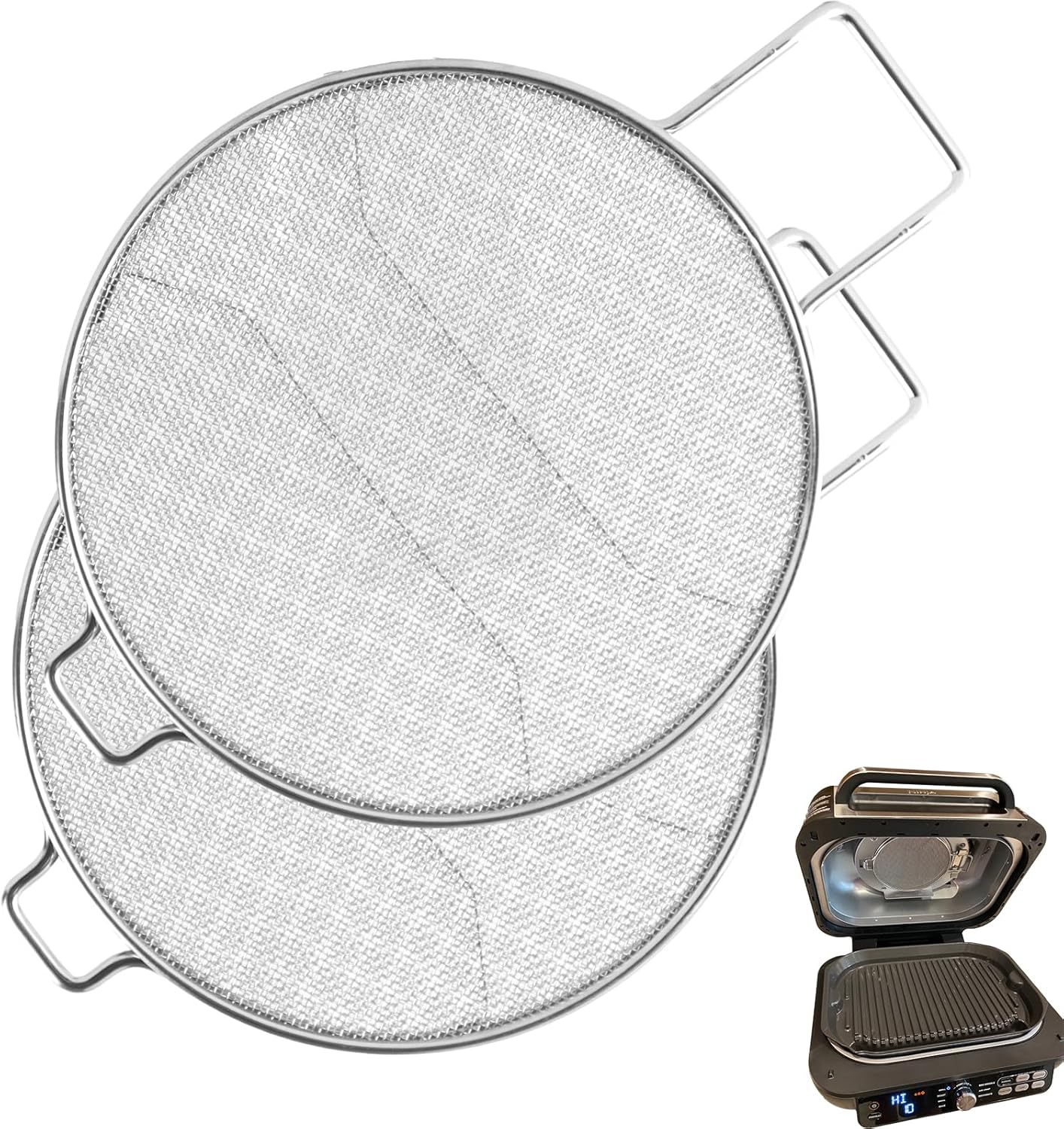 2-Pack Splatter Shield for Ninja FG551 DG551 BG500A Foodi Air Fryer Accessories, Stainless Steel Splash Guard Replacement Parts for Ninja 6 in 1 Smart XL Indoor Grill, Foodi XL Mesh Screen