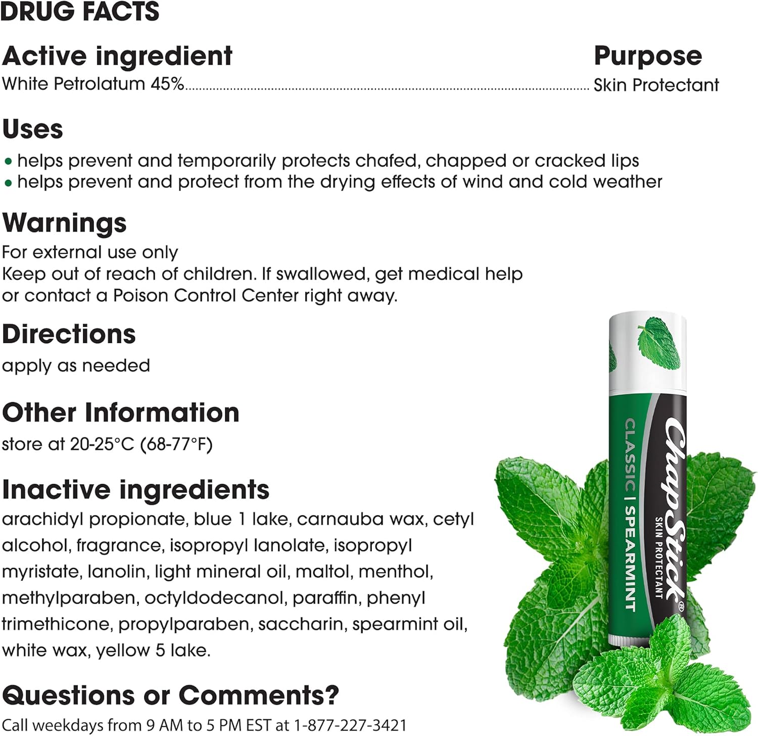 ChapStick Classic Spearmint Lip Balm Tubes, Spearmint ChapStick for Lip Care - 0.15 Oz (Pack of 12) : Beauty & Personal Care