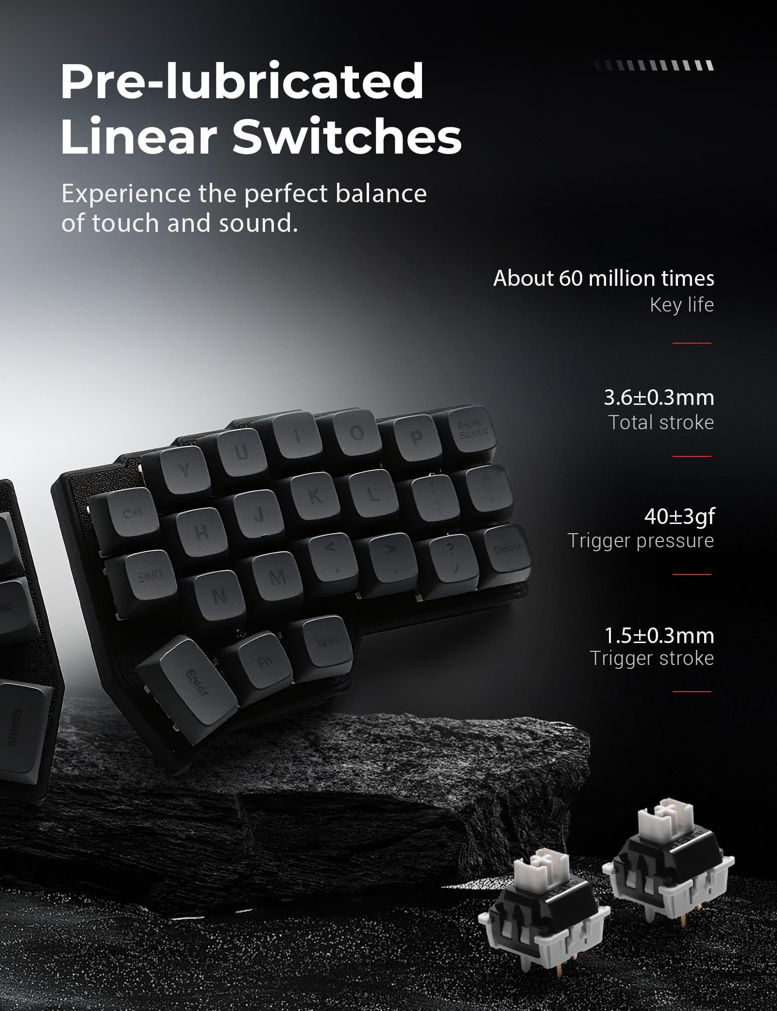 YIVU CORNE V4 - Teclado mecánico dividido con cable 40 %, diseño ergonómico ortogonal 3 x 6, compatible con reasignación de teclas de vial, teclado RGB personalizado intercambiable en caliente