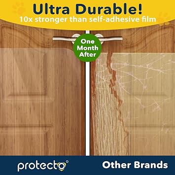PROTECTO 2 Pack Heavy Duty Door Protector from Dog Scratching, 30 x 20 Clear Door Scratch Protector, Easy to Install on Window, Wall, Screen & Sliding Doors, Cat Scratch Guard for Indoors Outdoors