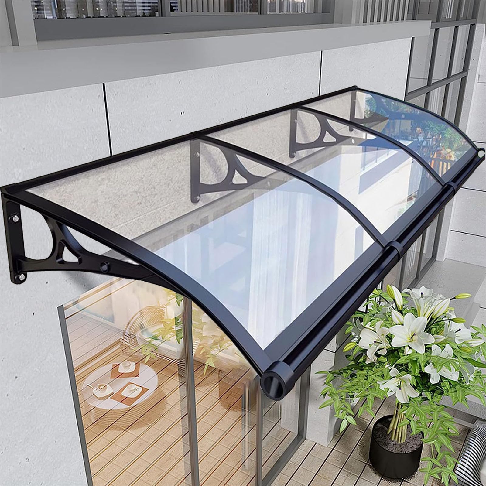 LWJSOCP Outdoor Door Canopy Awning for Balcony Entrance Window Rain & Sun Shelter for Home Veranda Patio Terrace (Clear 80x120cm 31.5x47.24in)