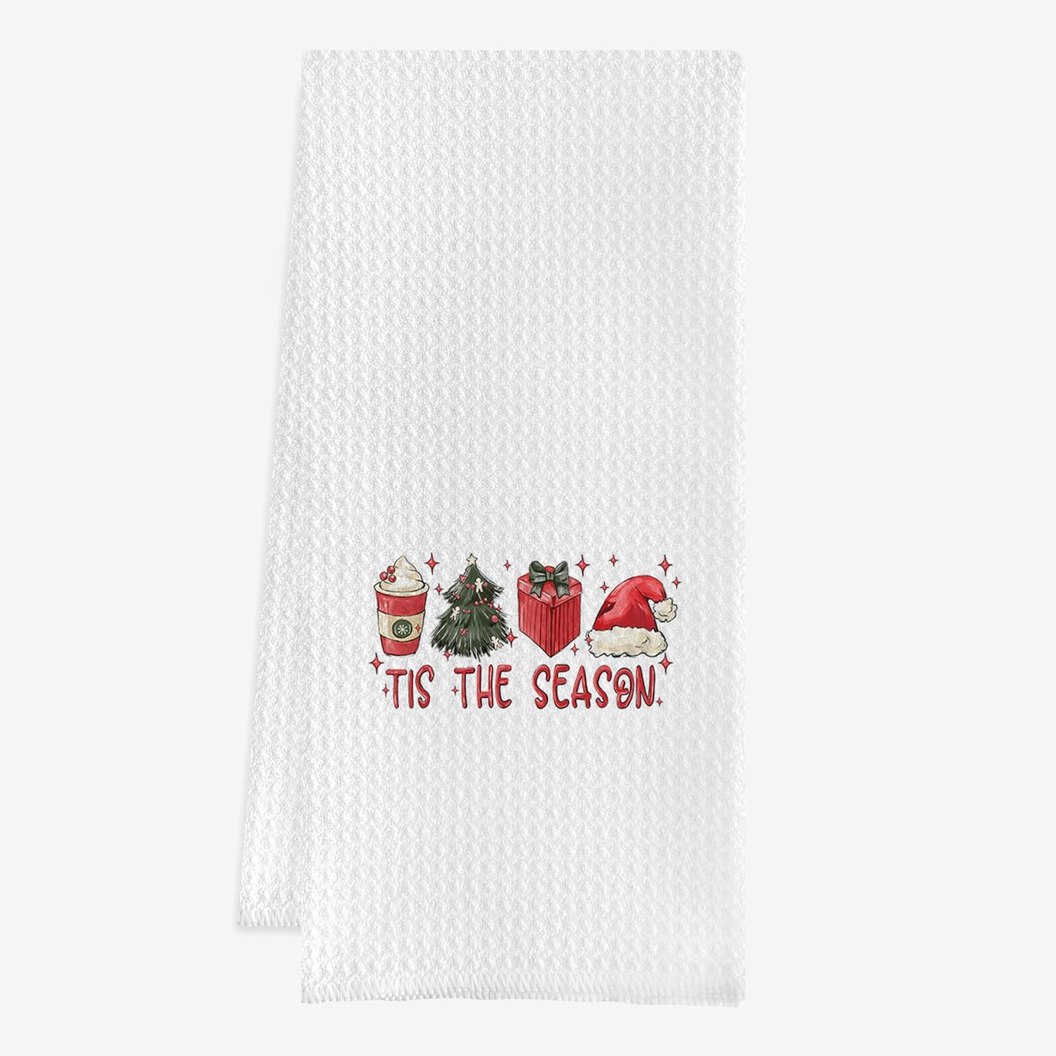 IWXYI Christmas Dish Towels for Kitchen,Christmas Waffle