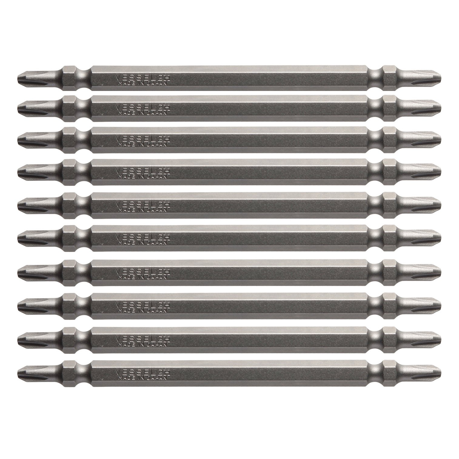 ベッセル(VESSEL) 両頭 スレンダービット +2×110mm 10本組 硬度:H(高硬度) AS14 ZP Amazon | 【Amazon.co.jp 限定】ベッセル(VESSEL) 両頭 スレンダー