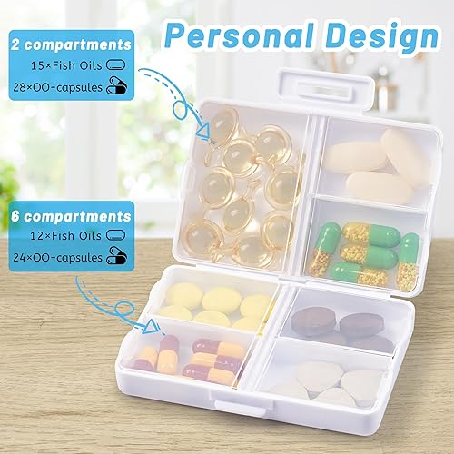Miniatura 3 de Pastillero de viaje  Pastillero diario portátil con 7 compartimentos, contenedor de píldoras, organizador de medicamentos, dispensador de píldoras,