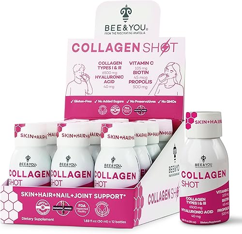 Bee and You - Bebida líquida de colágeno con vitamina C, extracto de propóleo, ácido hialurónico, biotina, promueve la salud de la piel, el cabello