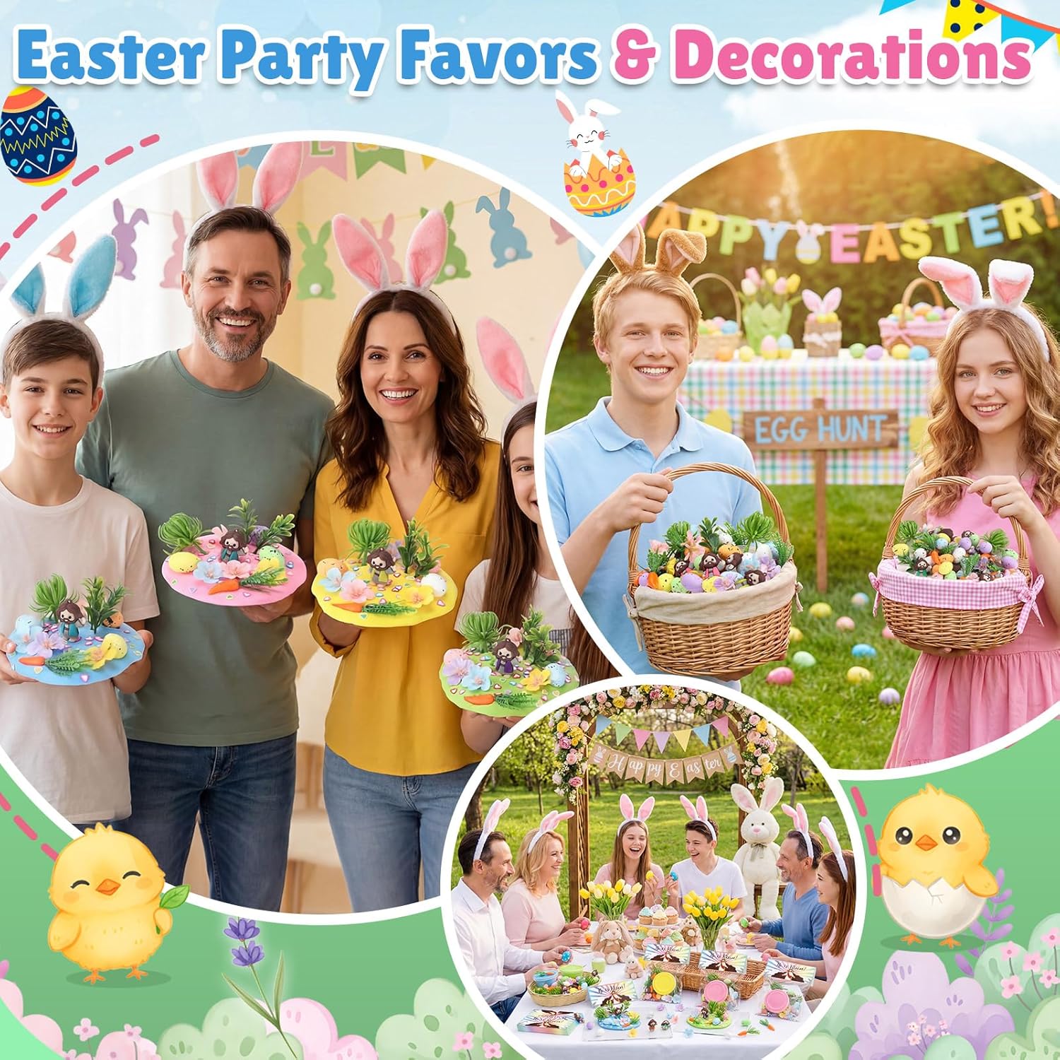 Tinlade 273 Pcs/24 Set Air Dry Clay Spring Crafts with Colorful Modeling Clay Resin Figurines Foam Eggs Flowers Grass Card Bag for Christian Party Favors Stuffers Goodie Bag Filler(Jesus)