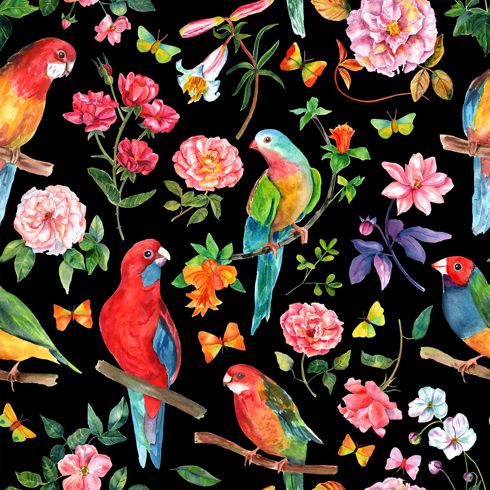 Papier peint pivoine de qualité supérieure motif perroquet