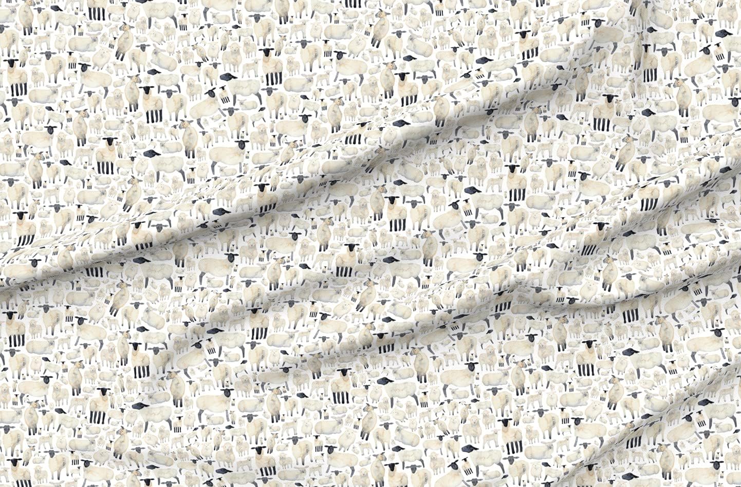 Spoonflower Fabric - White Sheep Farmyard Animal Lamb Spring Easter Printed on Organic Cotton Sateen Fabric by The Yard - Sewing Quilting Apparel Home Decor