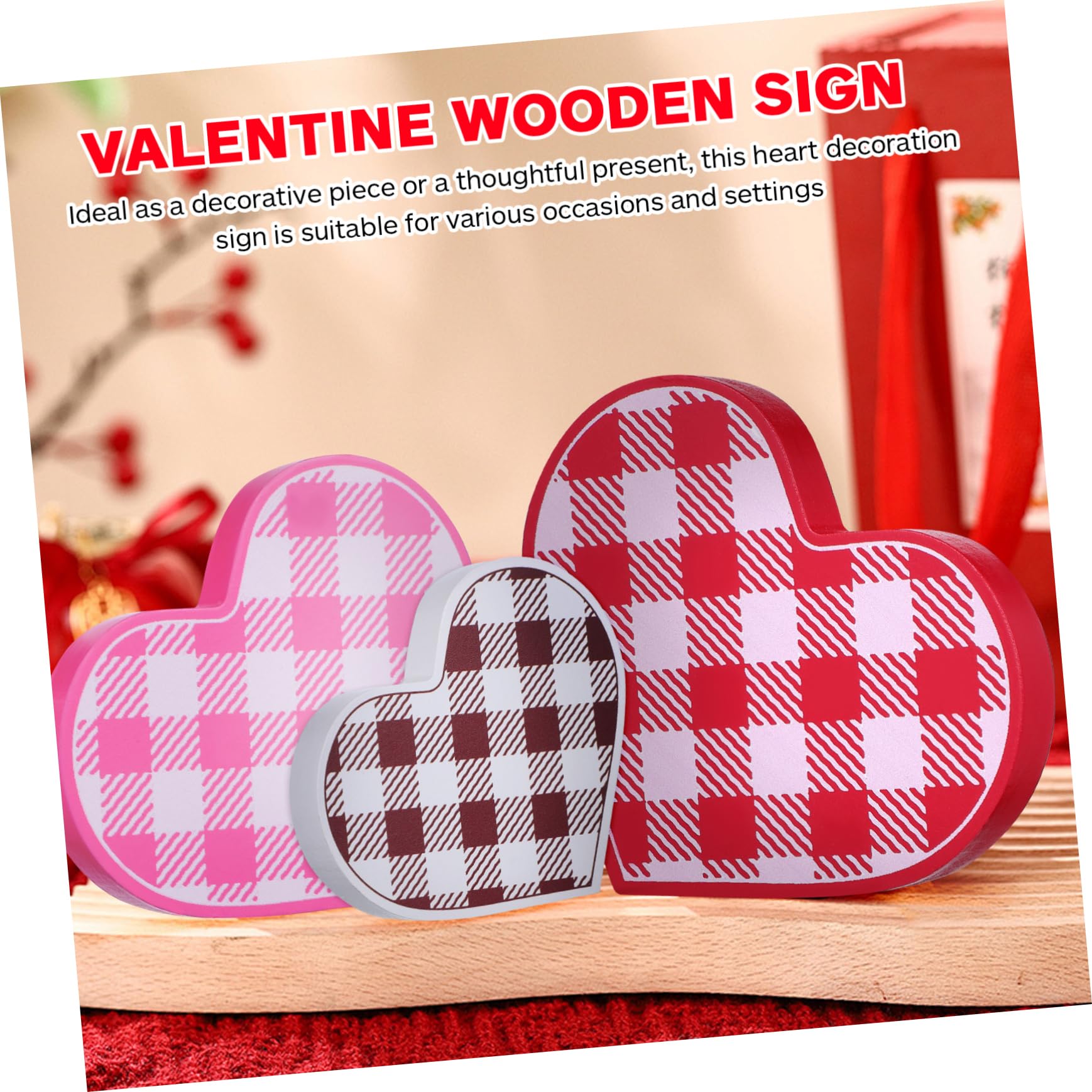 Cabilock Adornos De Amor para San Valentín Decoración De Mesa De Madera En Forma De Corazón