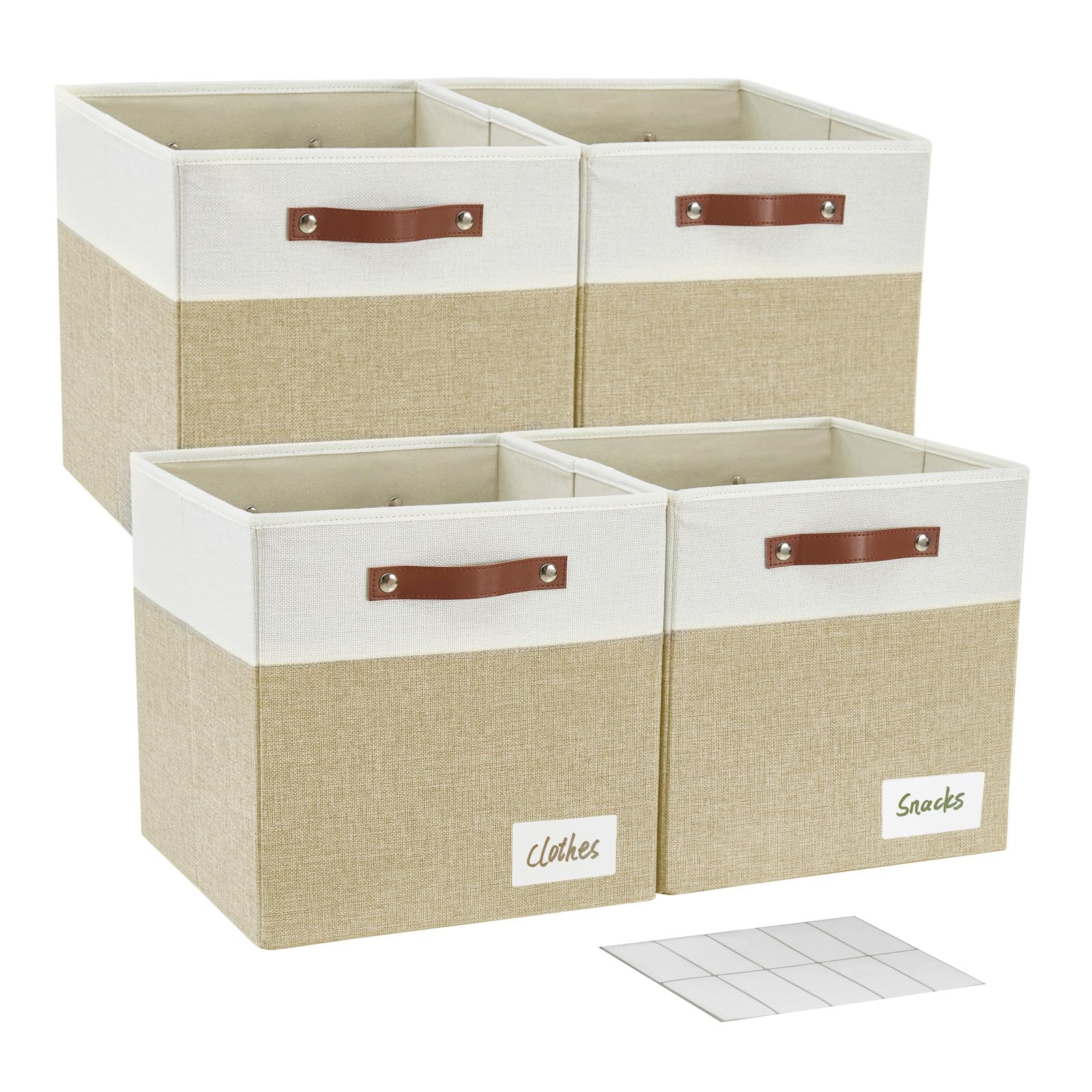 Boîtes de Rangement Cubiques Pliables en Tissu, 33 x 33 x 33 cm, Lot de 4