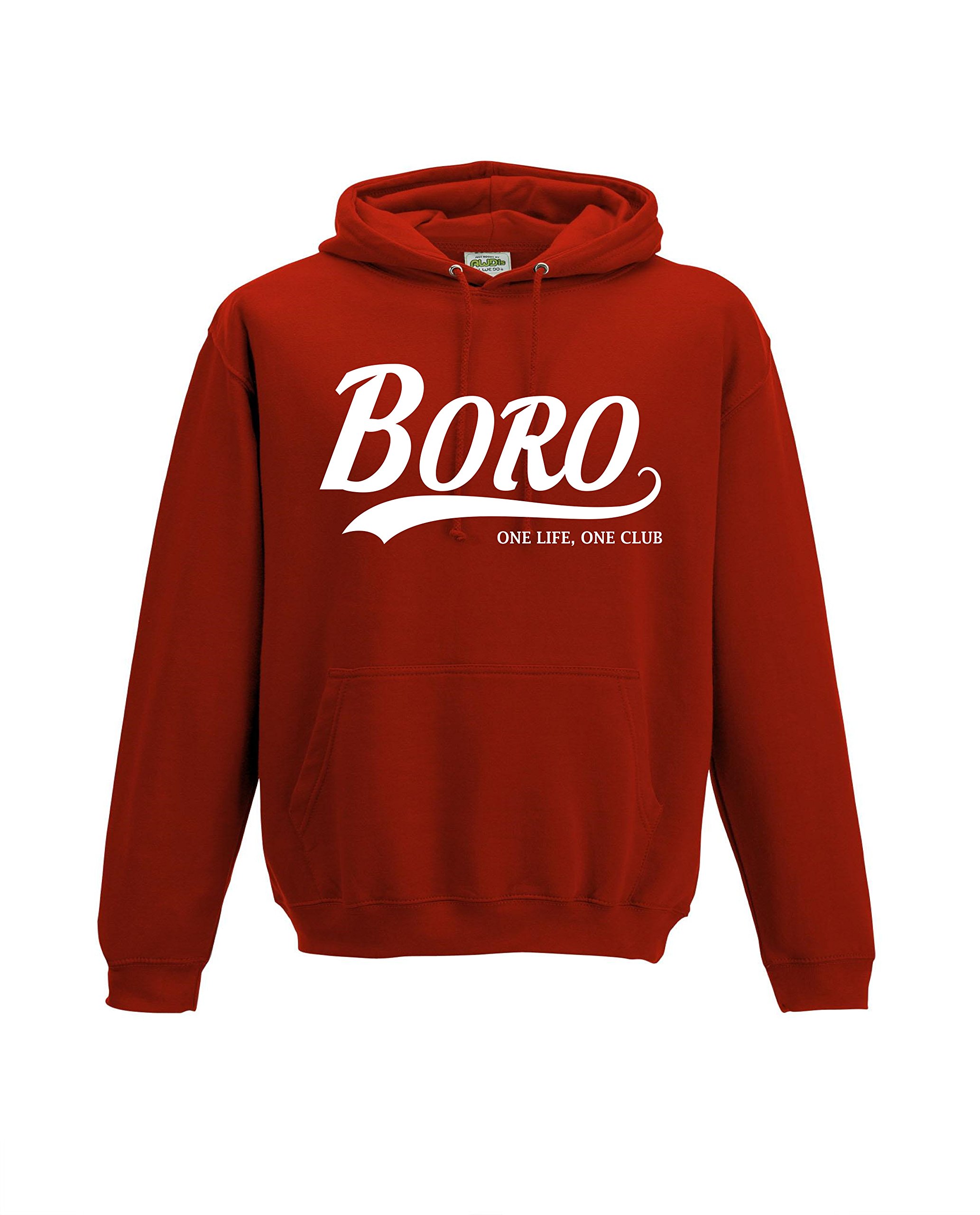All About The PrintMiddlesbrough Boro Gift - Hoodie one Life one Club top Jumper Sweatshirt FC Present FH23 (Adult Small, Red)
