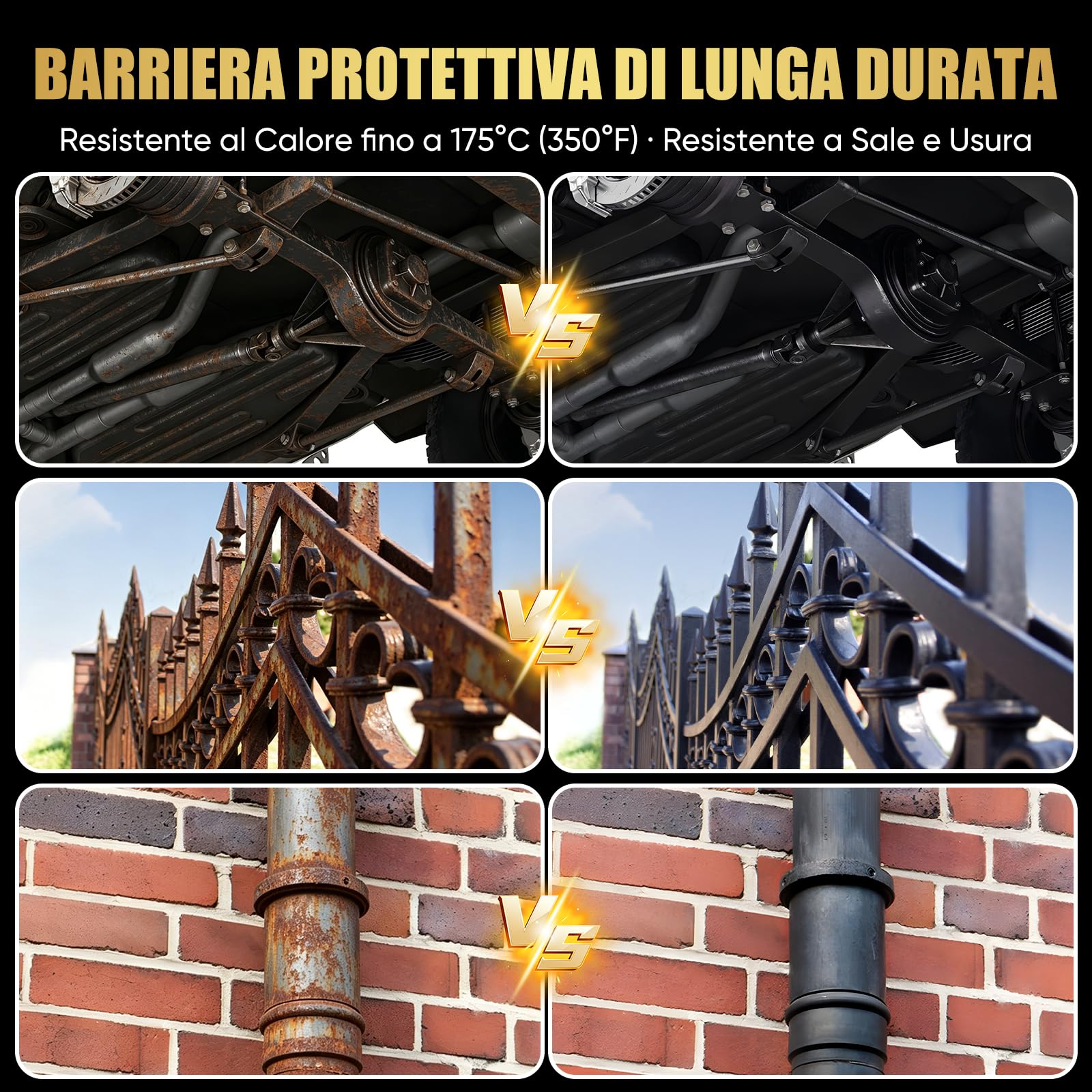 2-in-1Nero Convertitore di Ruggine & Convertiruggine,1KG Primer per Metallo,Convertitore di Ruggine Resistente all'Acqua e al Calore,Rivestimento Antiruggine Durevole per Metallo,Auto,Acciaio e Ferro