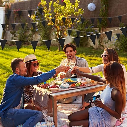 Vista 80 de Tatuo Banderines sólidos de 200 pies, banderines de cadena triangular, banderines para colgar en banderines, decoraciones de fiesta para gran Rojo