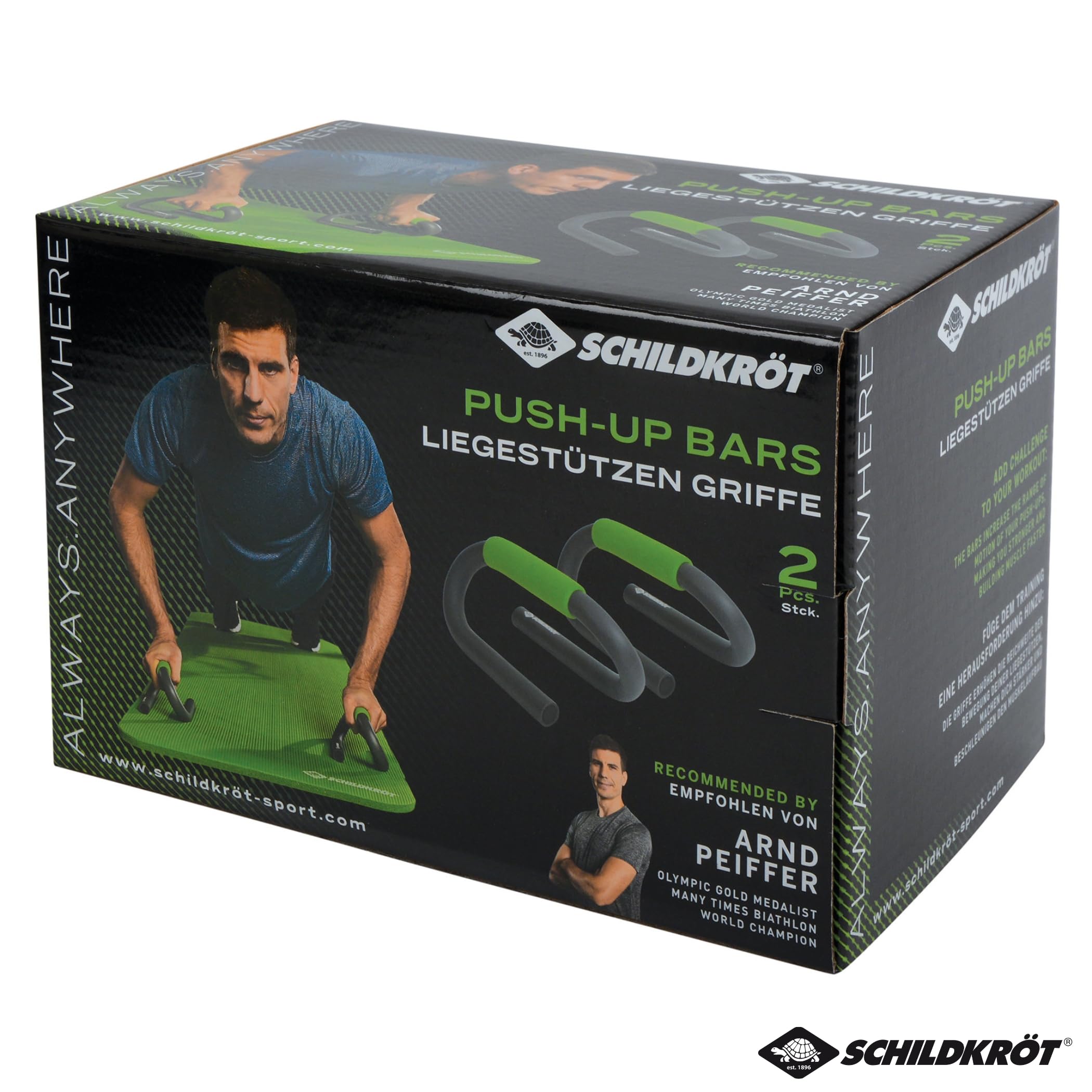 Schildkröt Drążki push up do fitnessu, 2 uchwyty push-up, antracytowy/zielony