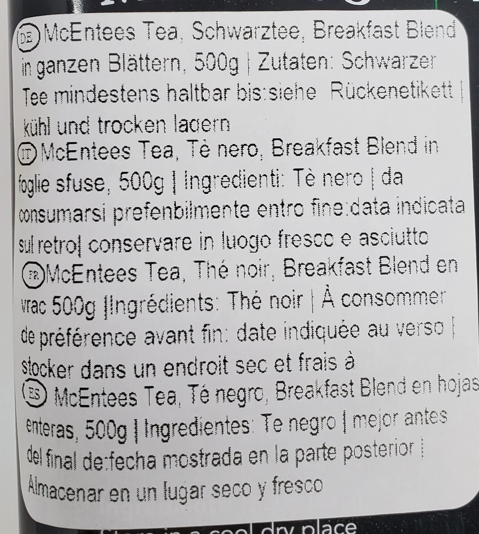 McEntee's Irish Breakfast Tea - 500 g x 2 puszki - nagradzana i mieszana w Irlandii. Mocna i cytrusowa. Tradycyjna irlandzka mieszanka cejlonu i Assam Loose Tea's. ULUBIONA LOOSE TEA IRLANDII