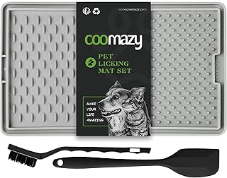 Coomazy Lick Mats for Dogs, Dog Slow Feeding Lick Mats with Suction Cup Boredom and Anxiety Reducer Lick Mats for Dogs(Grey)