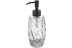Delle Rosa Countertop Glass Soap Dispenser Oil Rubbed Bronze Clear Glass Bottle...