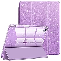 FINTIE Custodia per iPad Air 11 Pollici M4, M3, M2 (2026, 2025, 2024), iPad Air 5a, 4a Gen 10,9″ (2022, 2020) con Portapenne – Antiurto Glittering Trasparente Cover con Auto Sveglia, Sonno, Lavanda