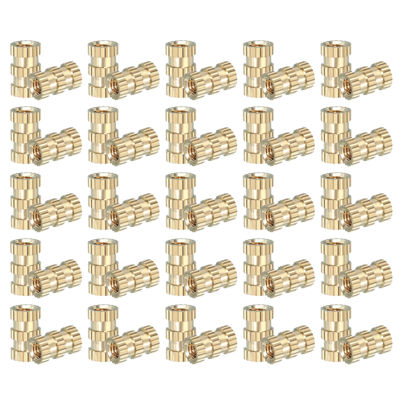 PATIKIL M4 Threaded Inserts, 50 Pcs Female Metric Brass Knurled Nuts Heat Set Insert for Plastic 3D Printing Components (M4x10x6mm)