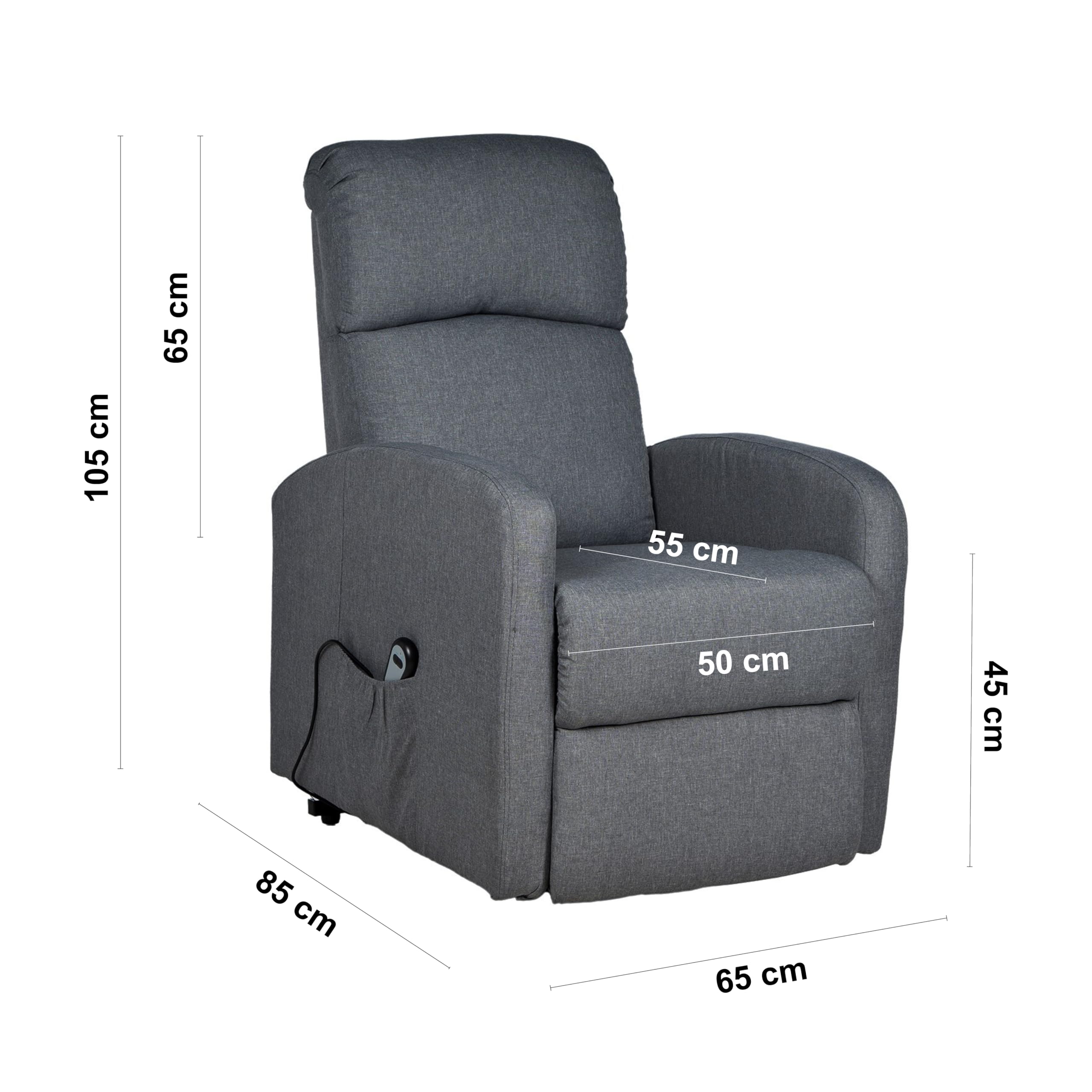 Gremium Poltrona Relax Elettrica Con Sistema Alzapersona, Reclinabile a Letto E Seduta Ergonomica In Tessuto Per Arredo Salotto, Soggiorno e Ufficio