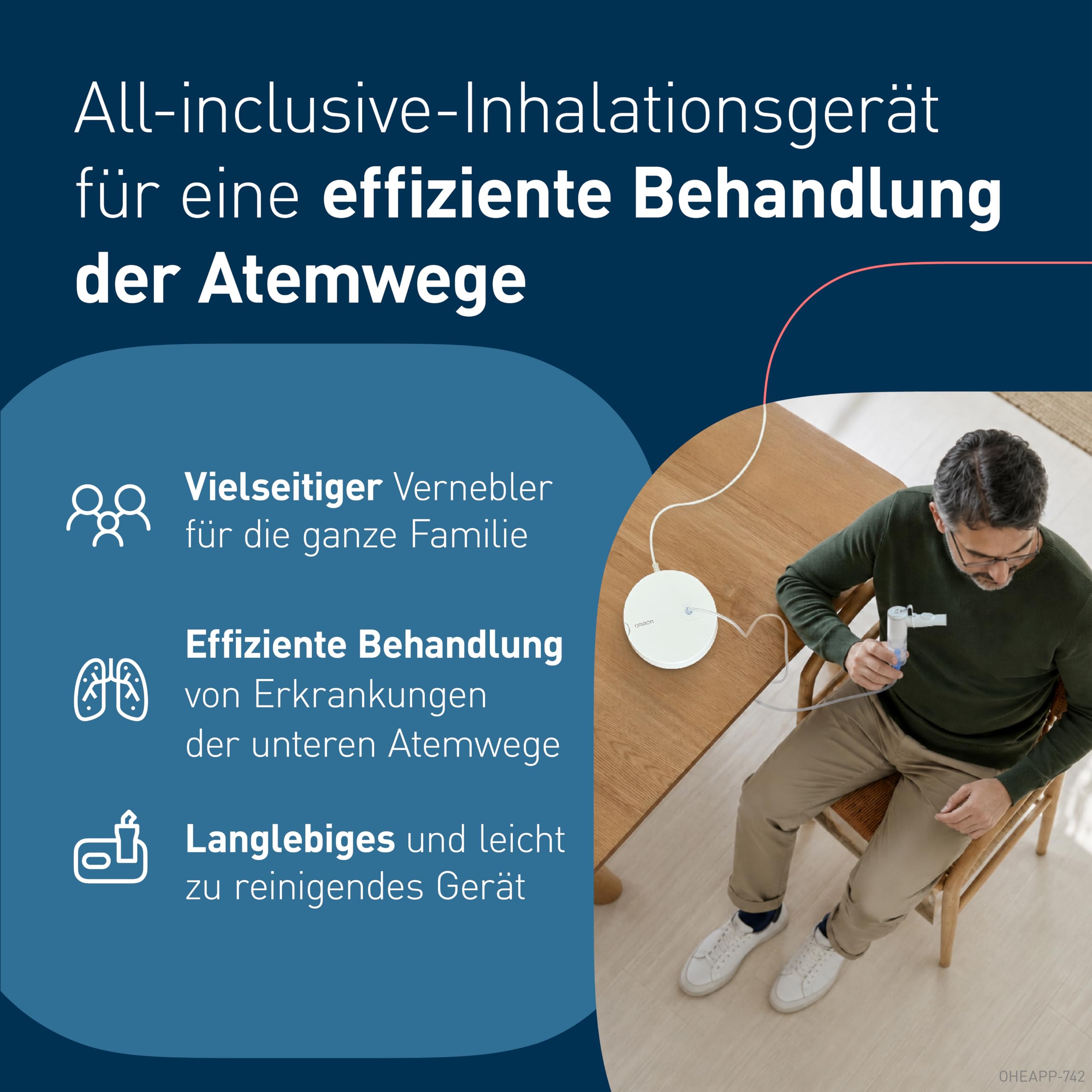 OMRON X105 Advanced All-in-One Kompressor-Vernebler für Erwachsene/Kinder | Effektives Inhalationsgerät zur Behandlung akuter und chronischer Atemwegserkrankungen zu Hause
