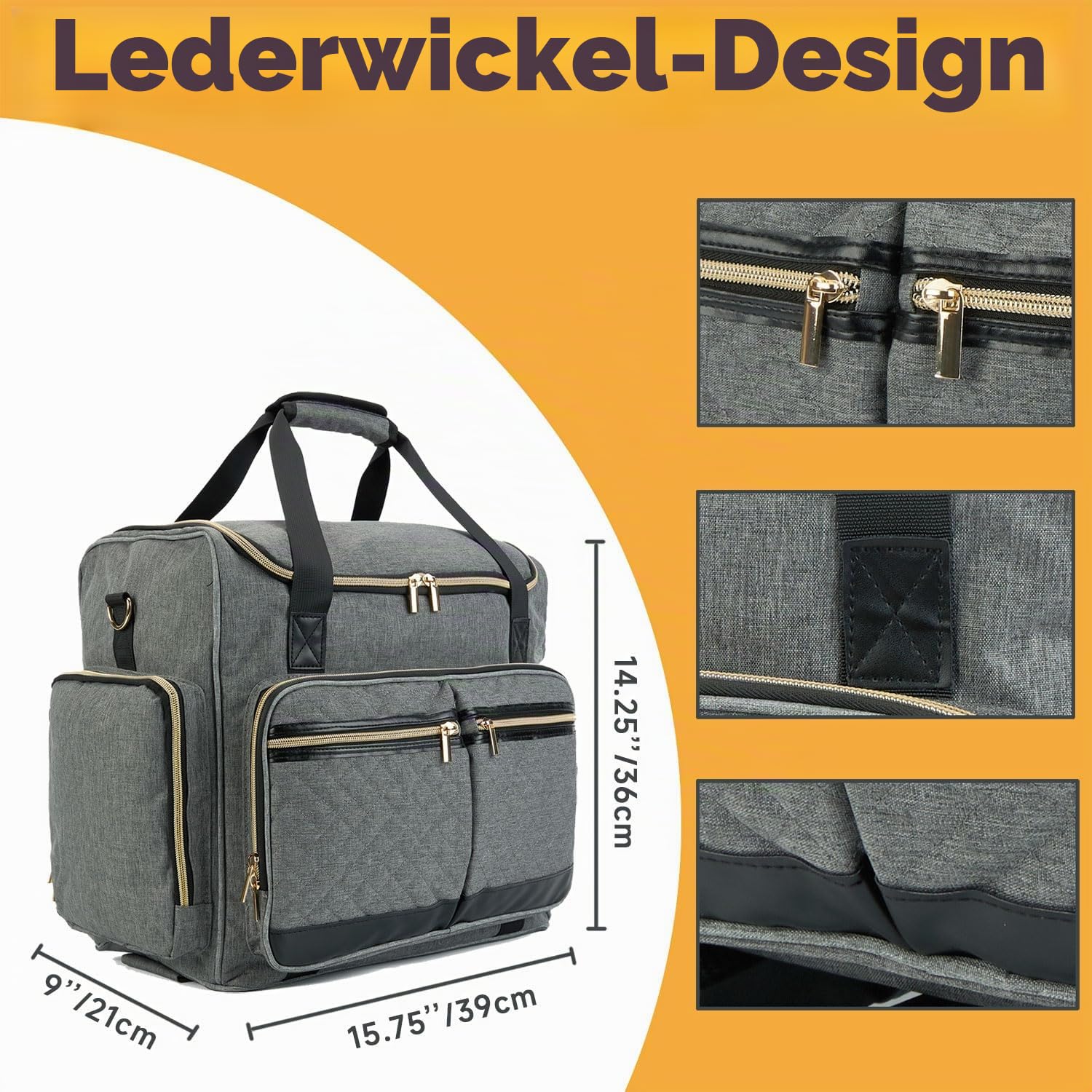 Arxus Lehrertasche Trolley mit 4 Rollen - Kunst Tragetasche für Damen mit Abnehmbarem Rollwagen, Robuste Aktentasche mit Gepolsterten Taschen für 15,6 Zoll Laptop und Lehrerbedarf, Grau