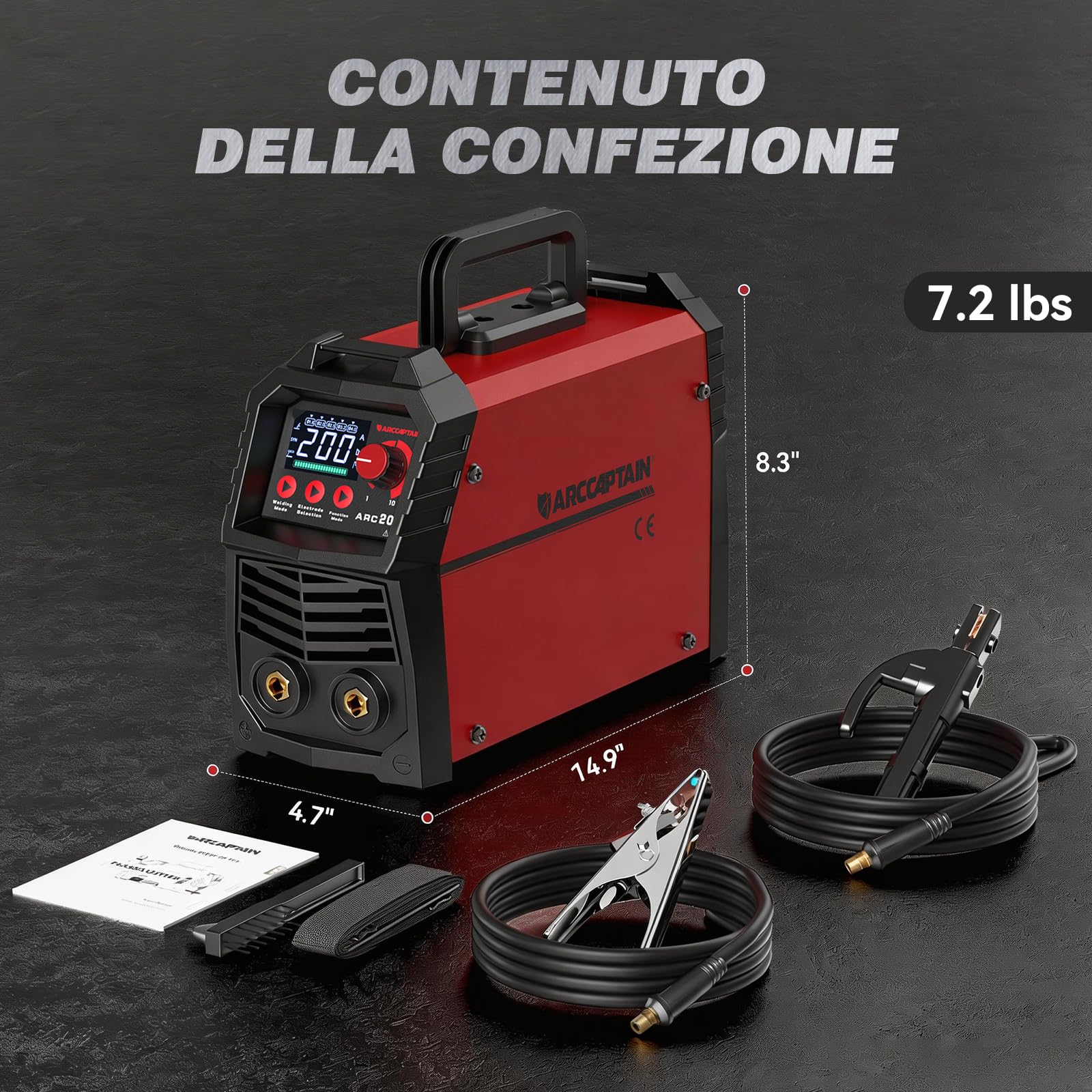 ARCCAPTAIN Saldatrice Elettrodo ARC 200A, 230V MMA Inverter Saldatrice con Ampio Display LED-SYN Controllo Collaborativo, Avere Lift TIG Funzione/IGBT/Anti-Stick/Avvio a Caldo/Protezione Termica