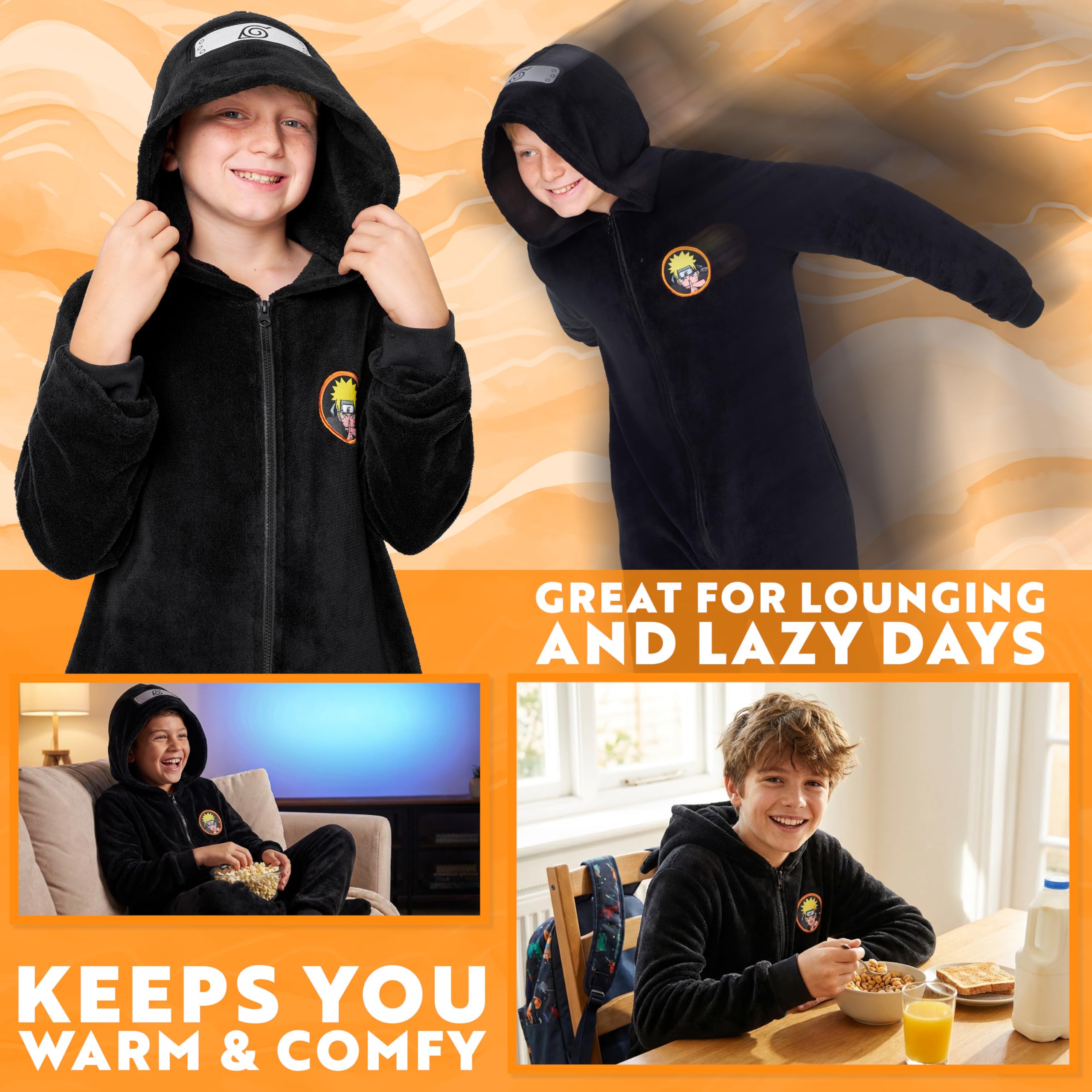 Get Trend Naruto Combinaison Pyjama Garçon Hiver, Grenouillère Polaire Enfant et Ado Chaude, Onesie Anime, Idee Cadeau
