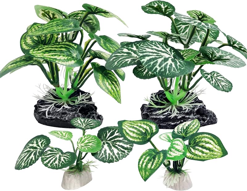 Plantas Artificiais para Aquário Betta com Base de Cerâmica Vtapliea, Pacote com 4