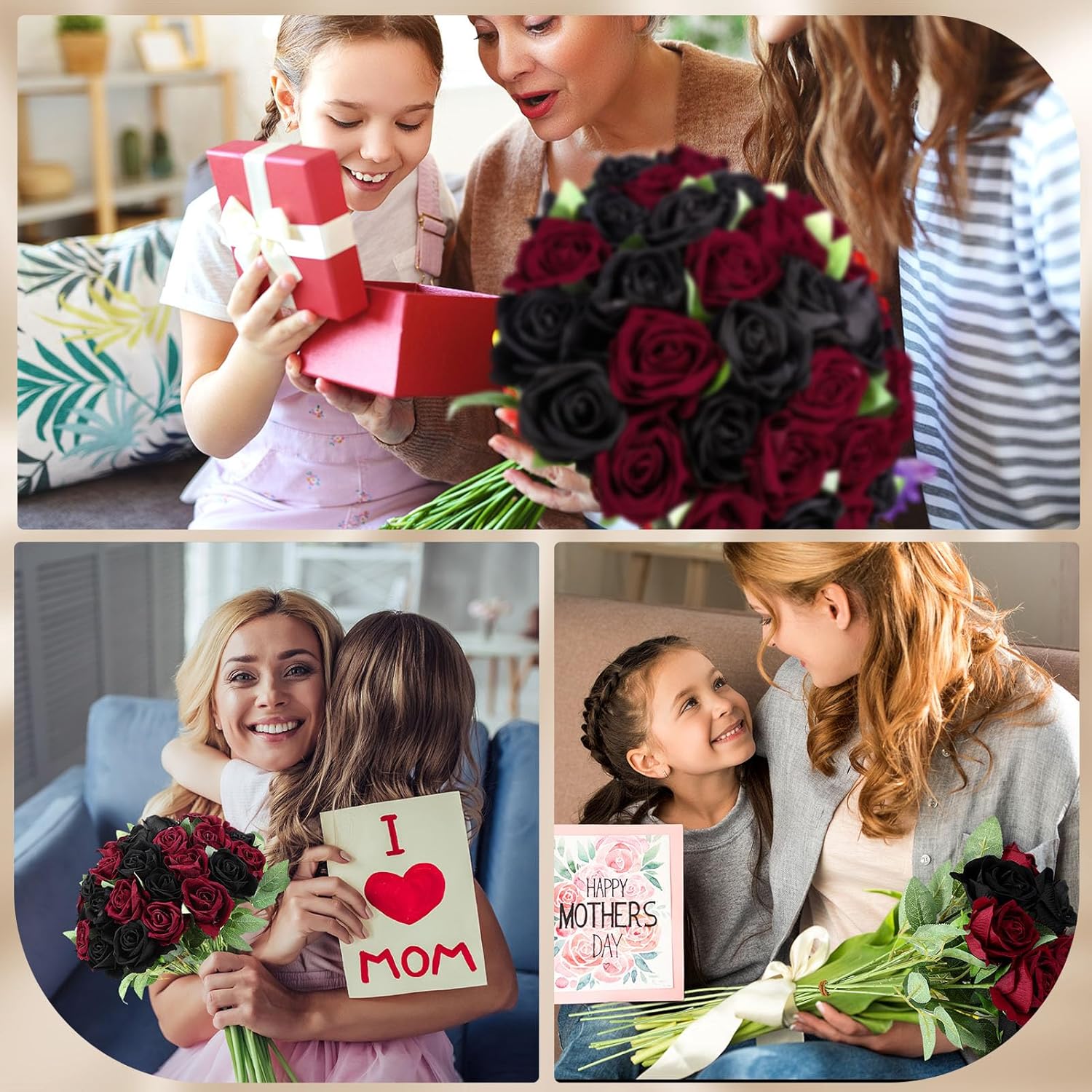 80 Pcs Roses Artificial Flowers, Silk Black & Red Artificial Flowers Petals Long Stem Roses for Wedding Bouquet Home Party Decor - Image 8