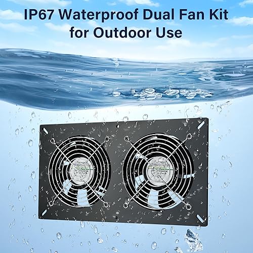 Miniatura 2 de Kit de ventilador alimentado por panel solar para invernadero, panel solar de 20 W + ventilador de escape doble de alta velocidad de 3500 RPM para