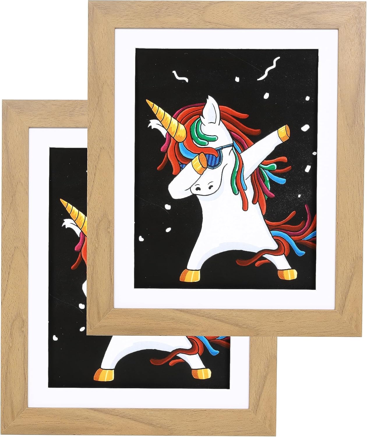 FrameWorks Paquete de 2 marcos de arte de madera de roble claro de 10 x 12.5 pulgadas para niños, marcos para obras de arte infantiles con bordes de