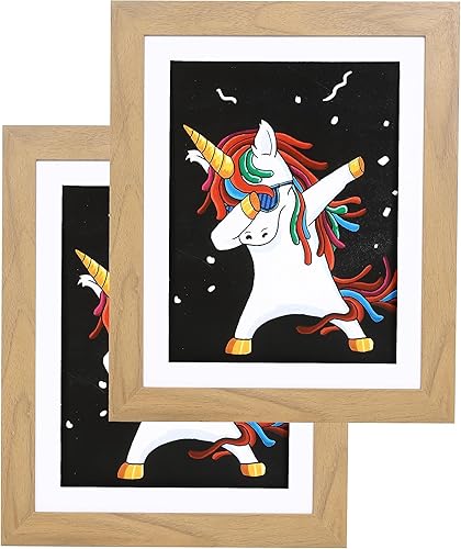 FrameWorks Paquete de 2 marcos de arte de madera de roble claro de 10 x 12.5 pulgadas para niños, marcos para obras de arte infantiles con bordes de disponible en Yaxa Peru