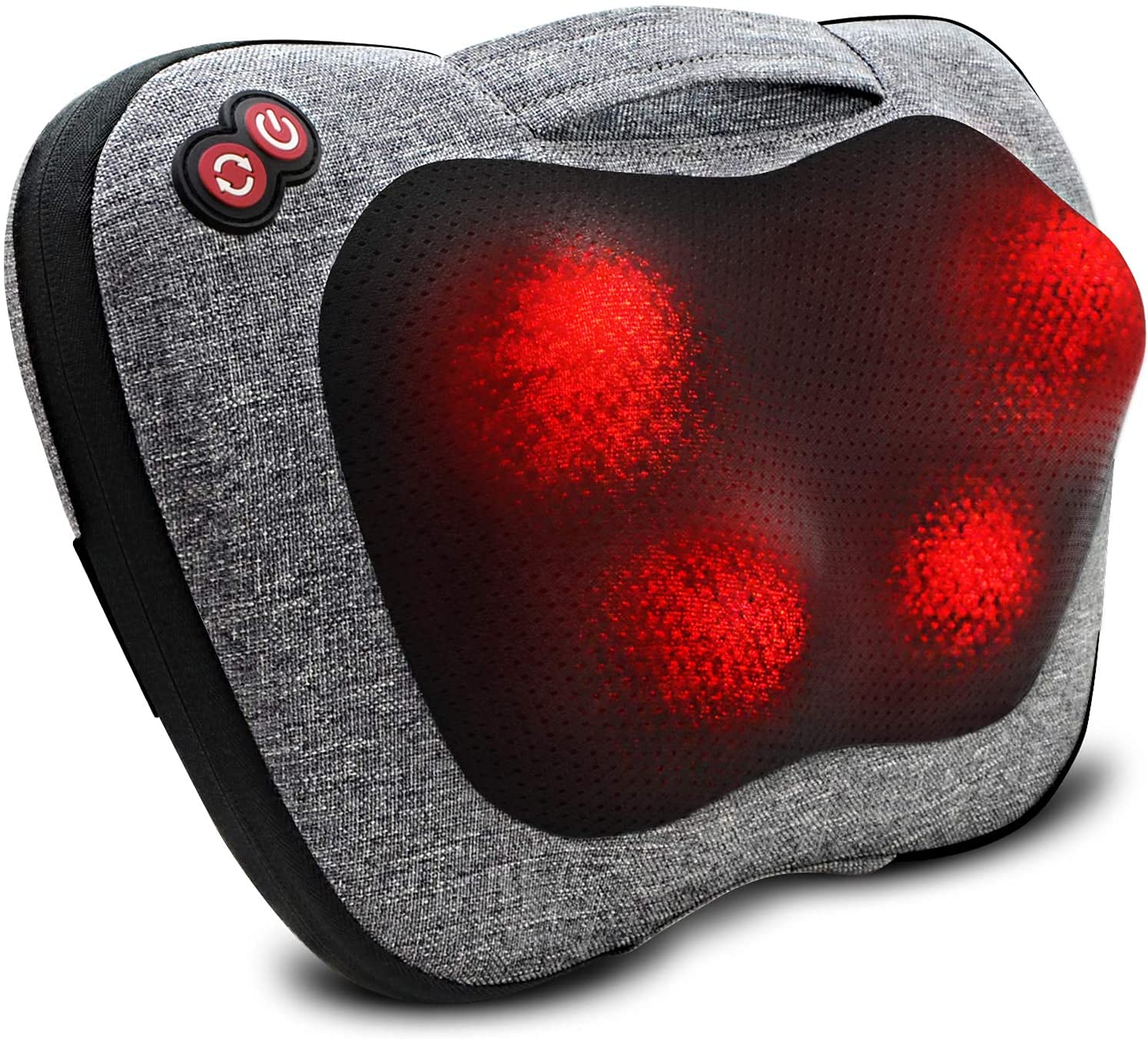VIKTOR JURGEN Shiatsu Back Massager with Heat for Pain Relief, Gray | Electric 3D Deep Tissue Kneading Massage Pillow for Neck, Shoulder, Christmas for Men Women Dad Wife Mom Gifts (NOT Cordless)