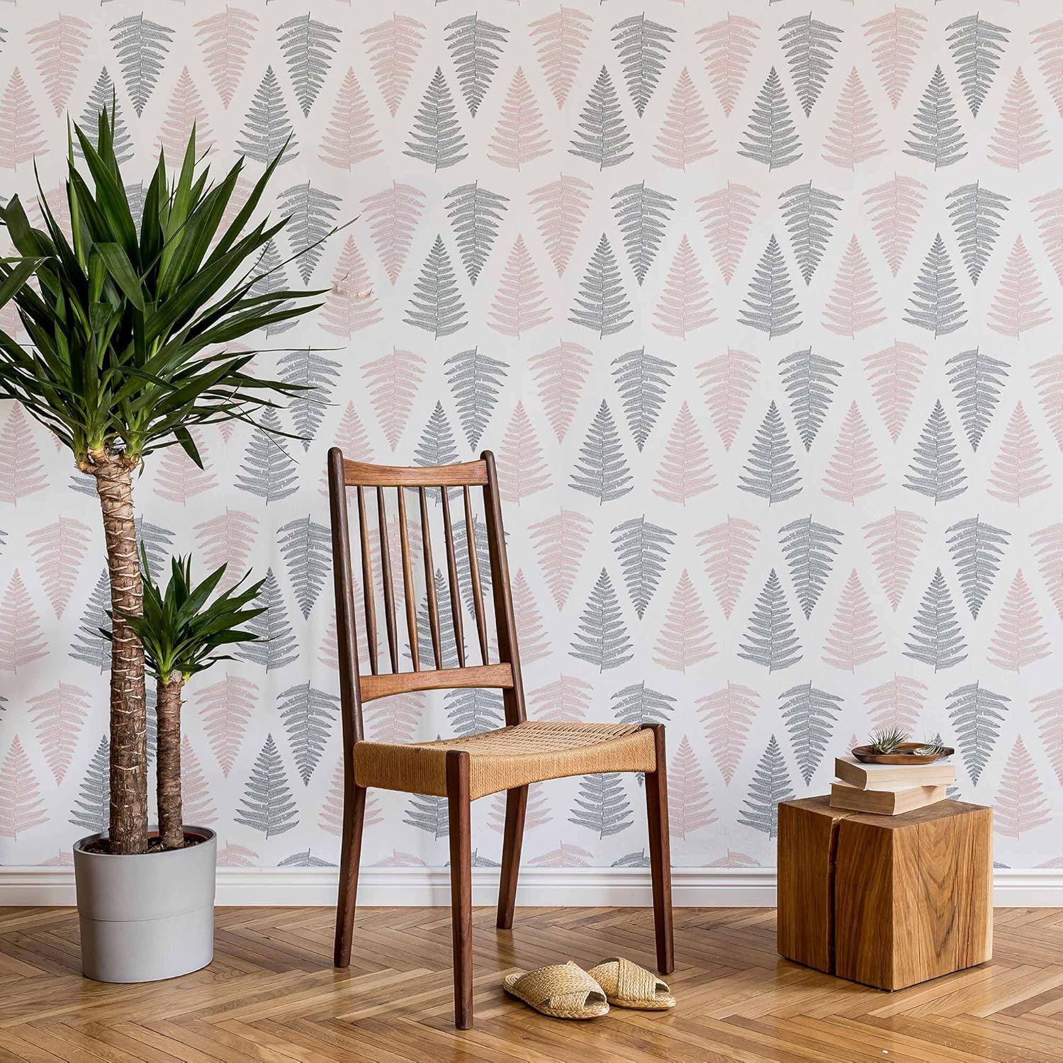 SpeedWallpaper Beige Leaf Peel and Stick Removable Wallpaper 5015
