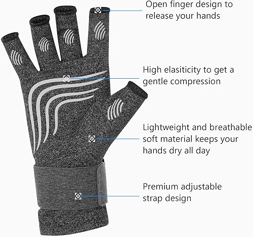 Miniatura 3 de Duerer Guantes de compresión para artritis con correas, para mujeres y hombres, para RSI, túnel carpiano, reumatoide, tendinitis