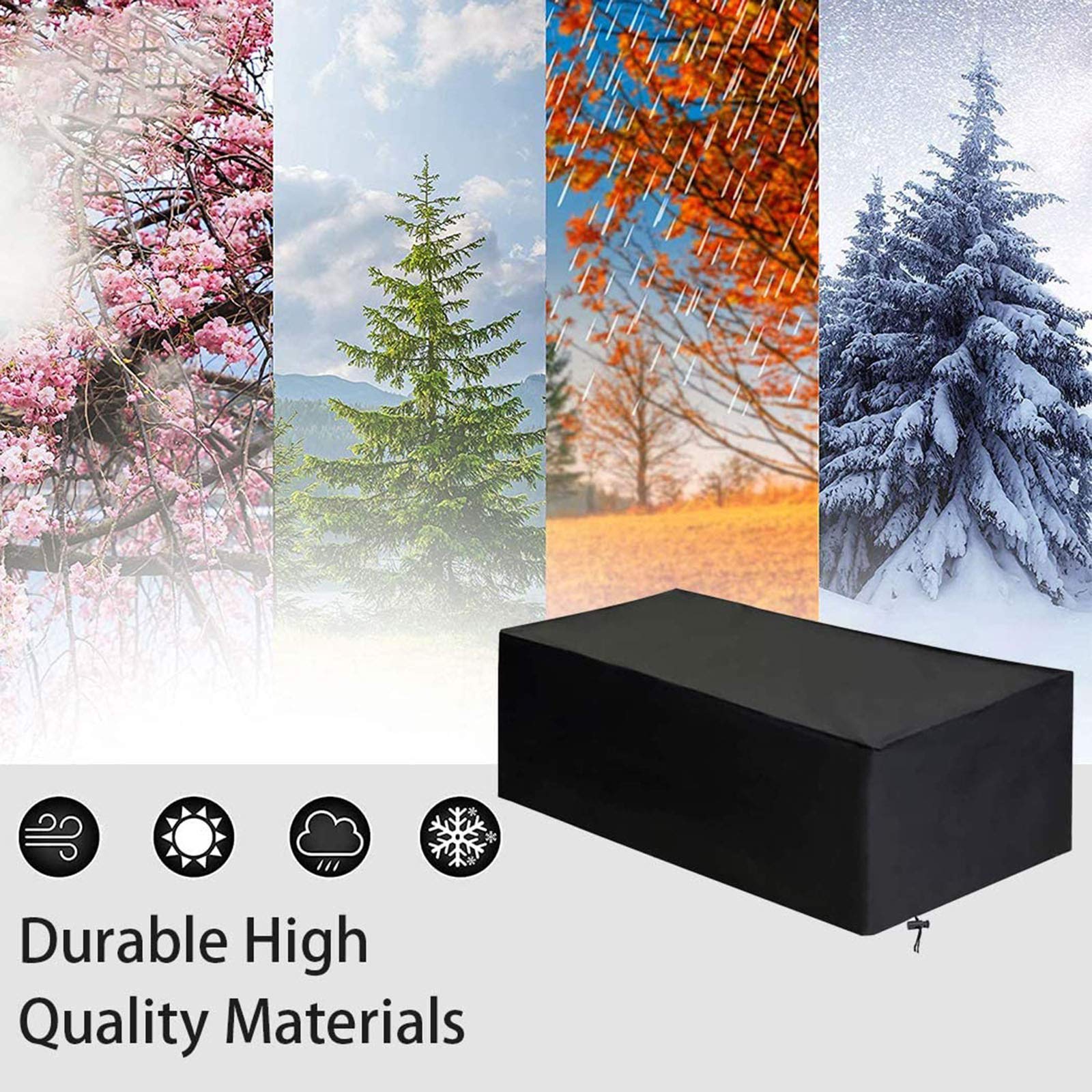 Fodera per mobili da Giardino 127x127x67cm, Fodere per mobili da Esterno Rettangolare Impermeabile, Impermeabile, Antivento, Anti-UV, Fodere per mobili da Esterno in Tessuto Oxford