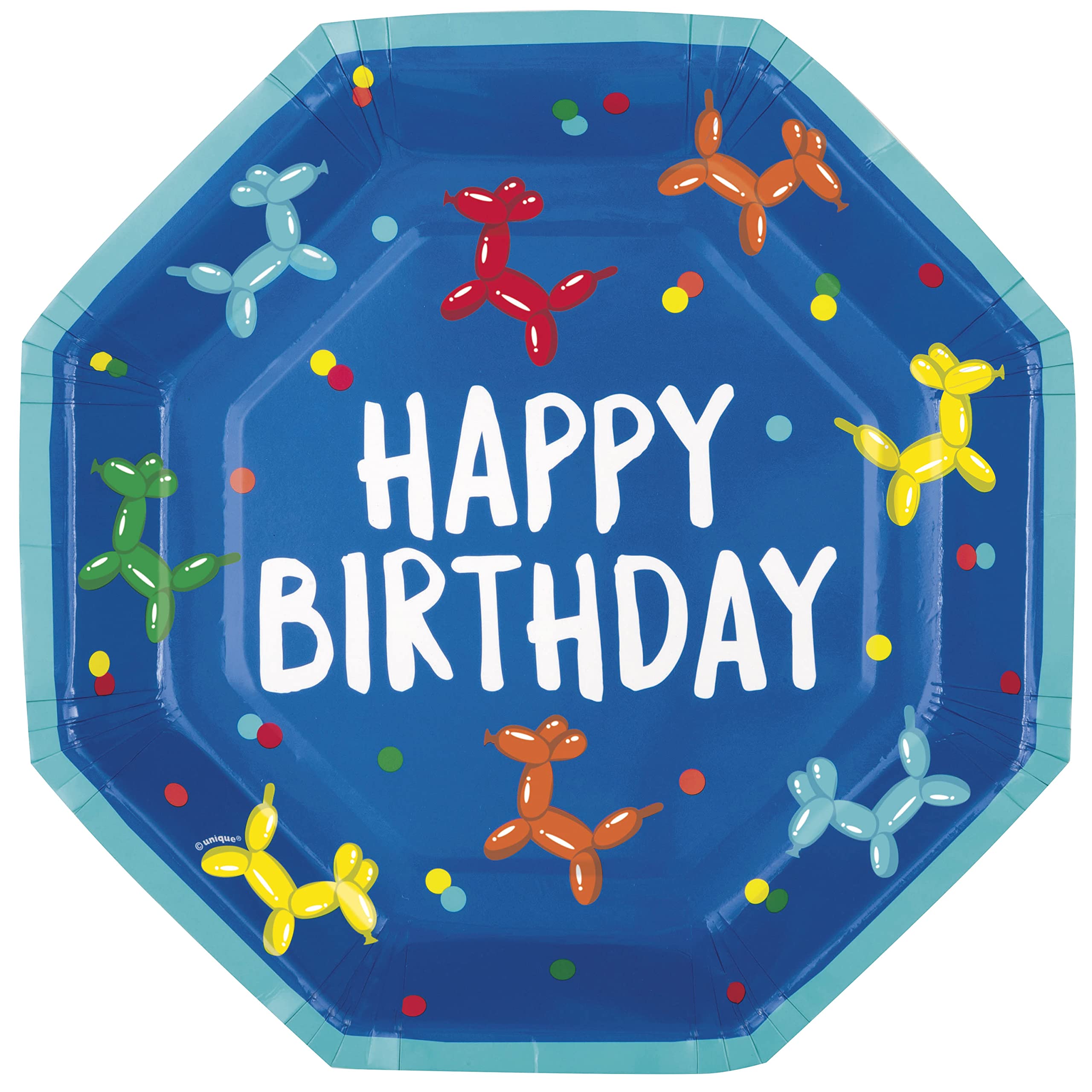 Assiettes en carton anniversaire grand format 23,5 cm à motif chien rigolo