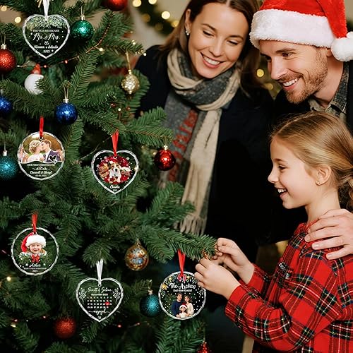Miniatura 7 de Adornos de Navidad Personalizados Personalizados con Foto y Texto para Decoraciones de Árbol de Navidad, Regalos para FamiliaParejaMascotaBebéDiseño