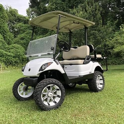 Vista 111 de Huskey - 2 fundas de asiento delantero para carrito de golf EZGO Medalist/TXT 94-13, costuras de diamante negro y azul de dos tonos con ribete azul