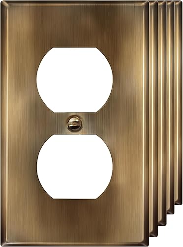 ENERLITES - Placa de pared con salida doble para receptáculo, cubierta de acero inoxidable 201, resistente a la corrosión, tamaño de 1segmento, 4.50