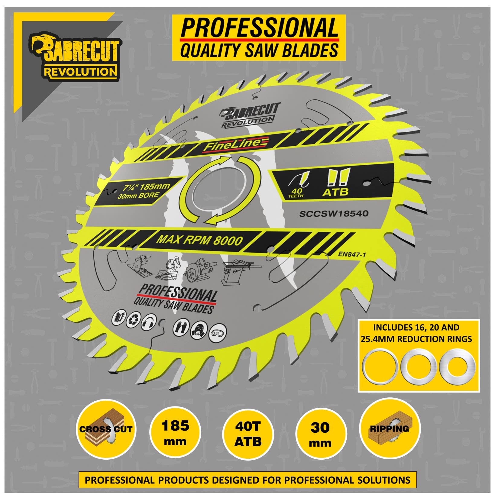 SabreCut 2pcs SCCSW185K1 185mm 40T 80T 30mm Eje Disco sierra circular TCT