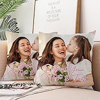 Vista 2 de Funda de almohada personalizada con fotos para mamá, papá, familia, pareja, amigos, día de la madre, regalos de cumpleaños de hija, hijo, niños
