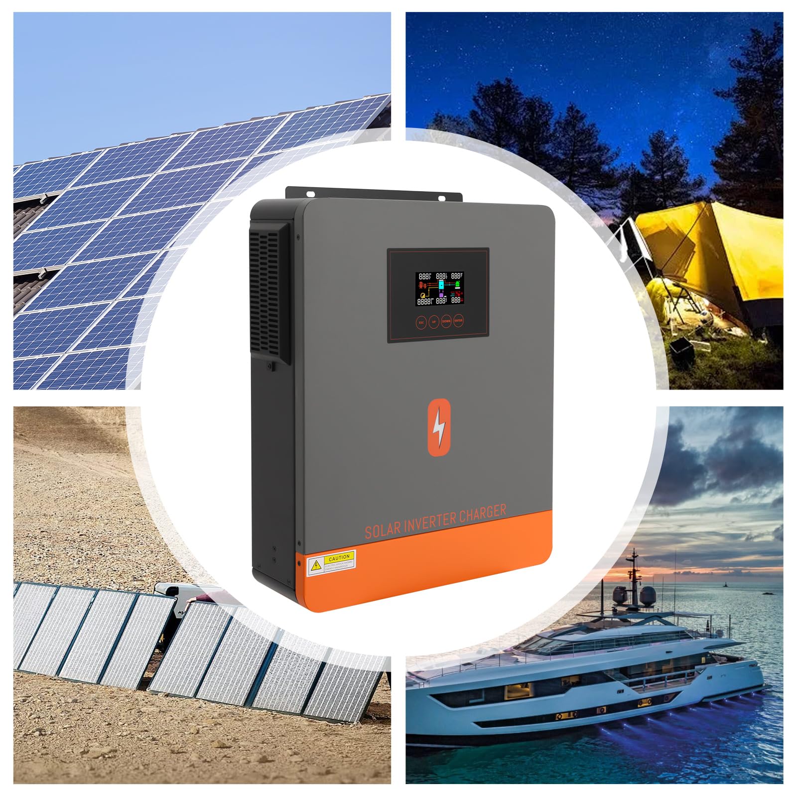 Inversor solar híbrido de 4200 W, independiente de la red, inversor de onda sinusoidal pura CC 24 V a CA 230 V con regulador solar MPPT para baterías de plomo/litio