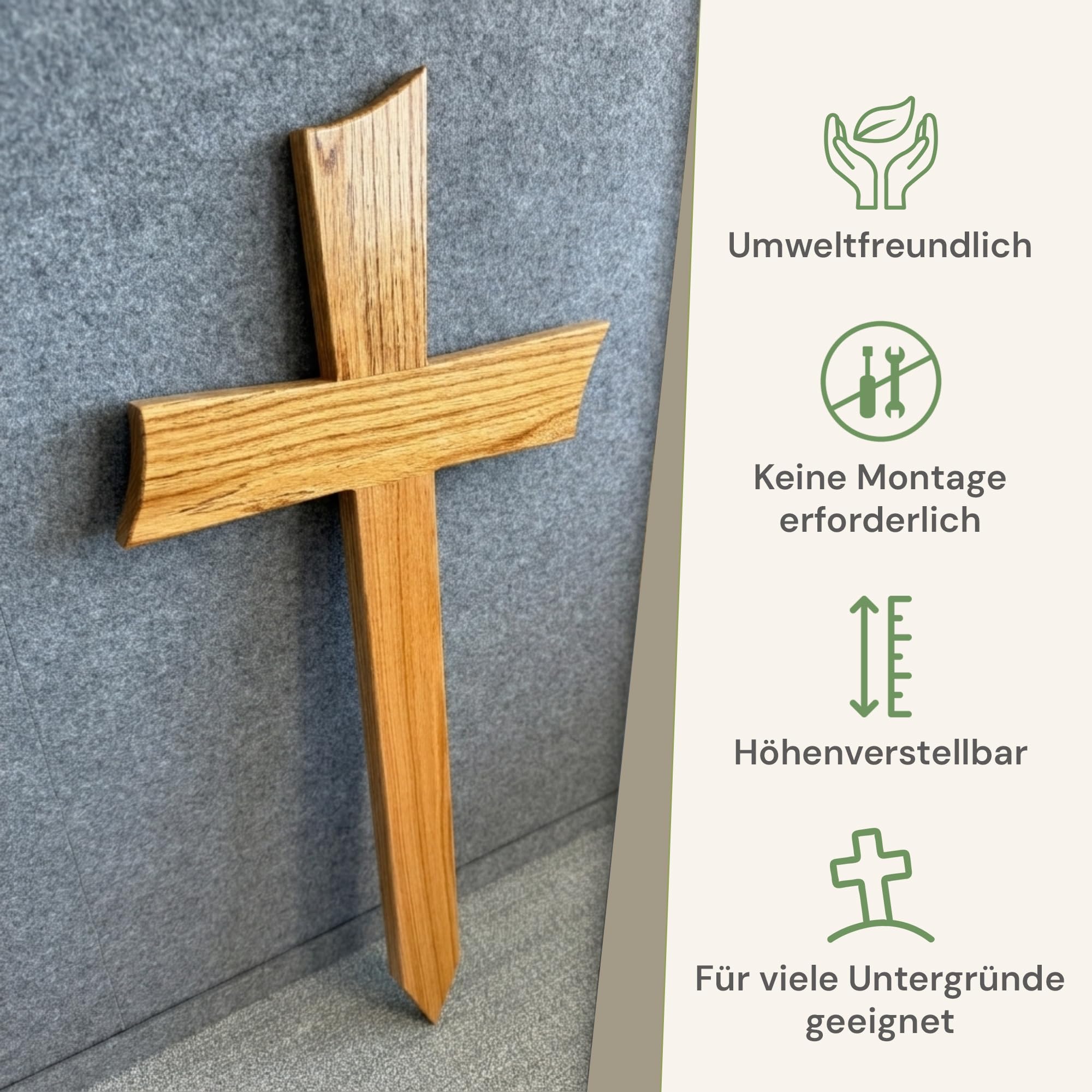 Urnenkreuz Premium 100 cm groß aus Holz mit personalisierter Beschriftung für Urnengrab – handgefertigt in Deutschland – hochwertiges Holzkreuz für Grab, Urne und Gedenkstätte – wetterfest