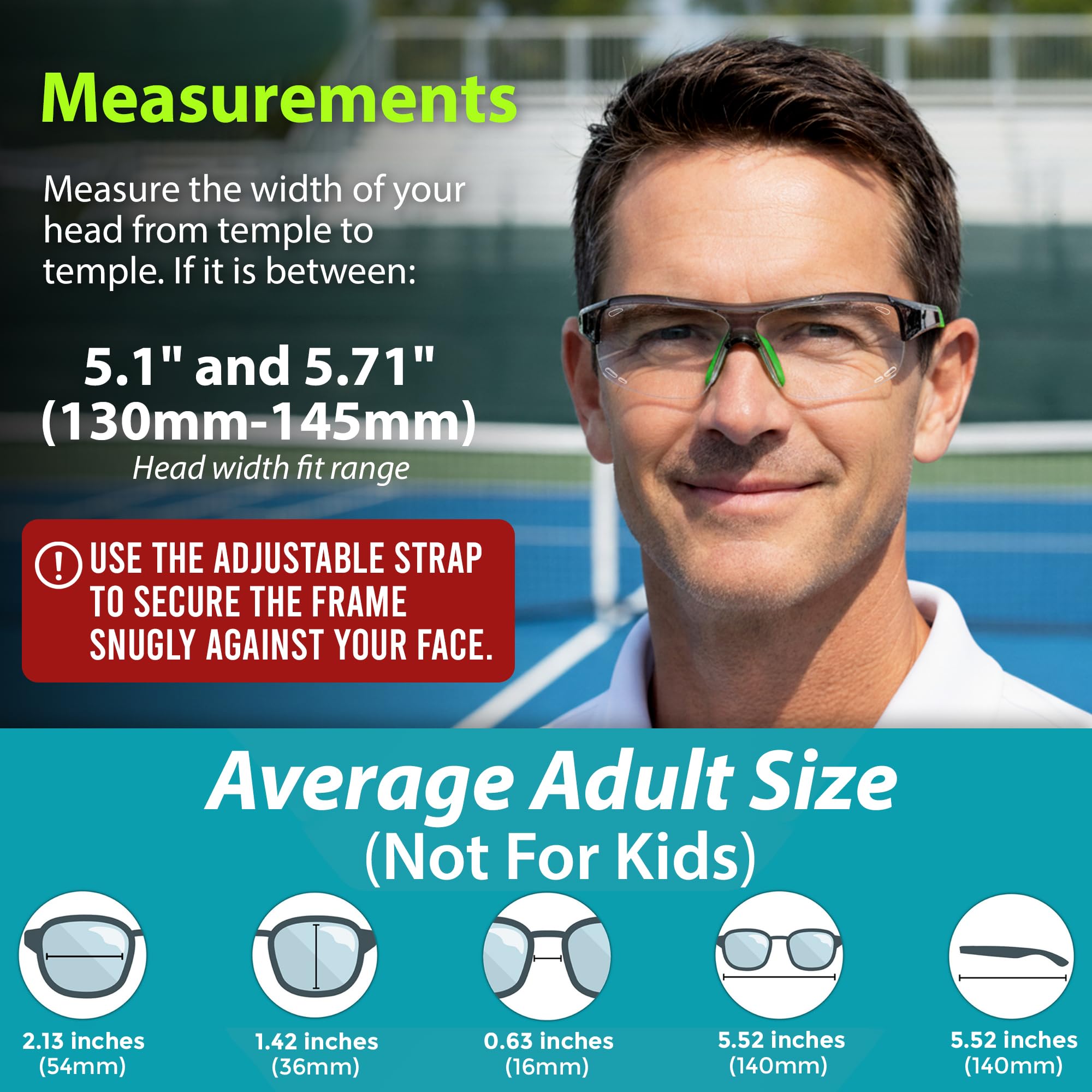 BLUE CUT Sportschutzbrille, Anti-Beschlag-Gläser, Sicherheitsbrille für Basketball, Pickleball und alle Outdoor-Sportarten