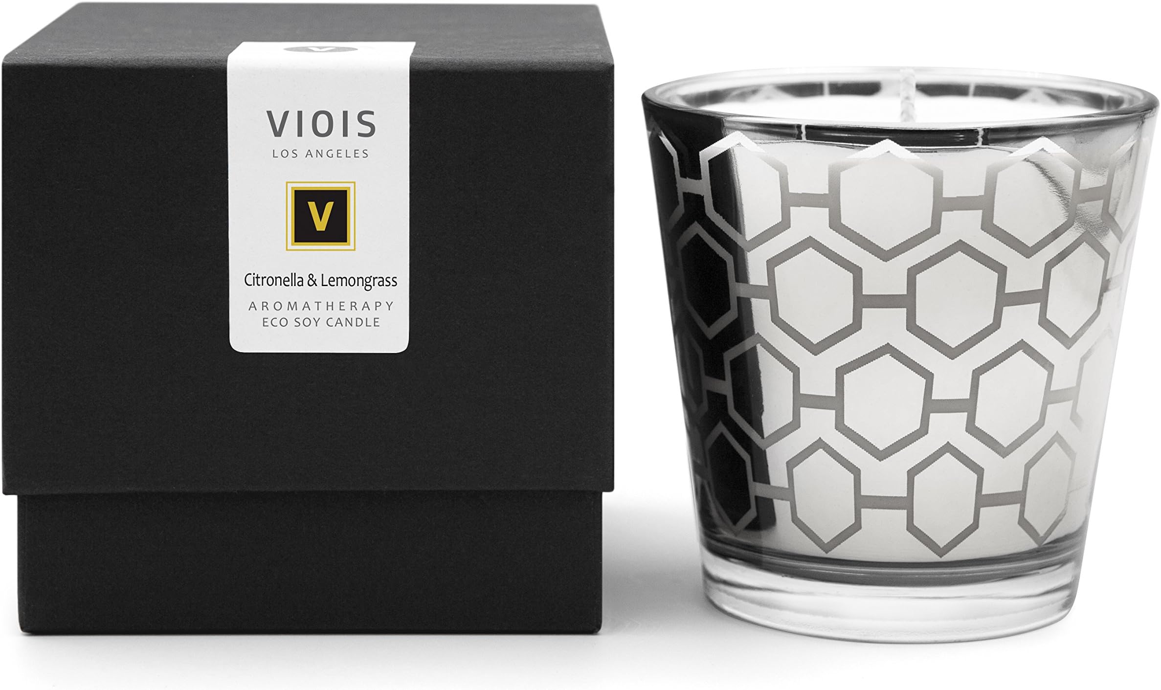 VIOIS, CITRONELLA & Lemongrass Aromatherapy ECO Soy Candle. Made in The USA with Pure Essential Oils Blend and All Natural Ingredients. 5.3 OZ NET WT / 150 G